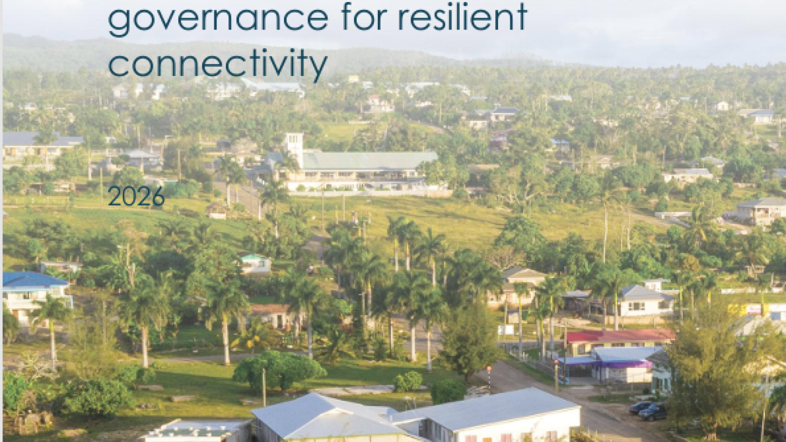 Cover of the research report Low Earth orbit satellites in the Pacific, showing a Pacific coastline and with the report name overlaid. 