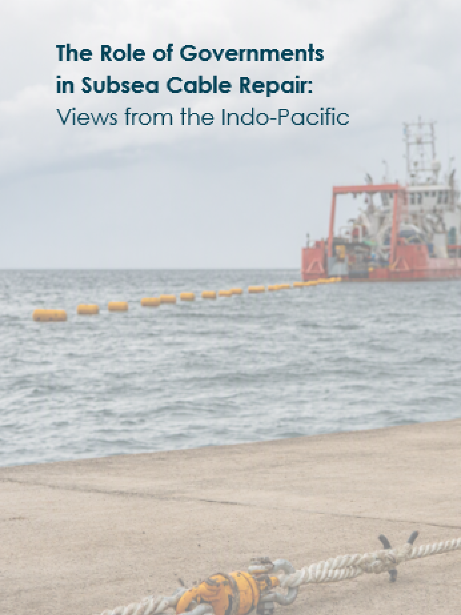 Report cover with photo of wharf and cable ship and title of report.